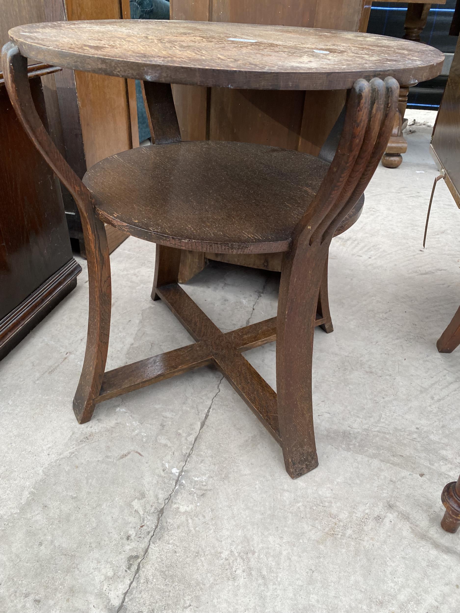 AN OAK TWO TIER ART DECO TABLE, 22" DIAMETER - Image 2 of 2