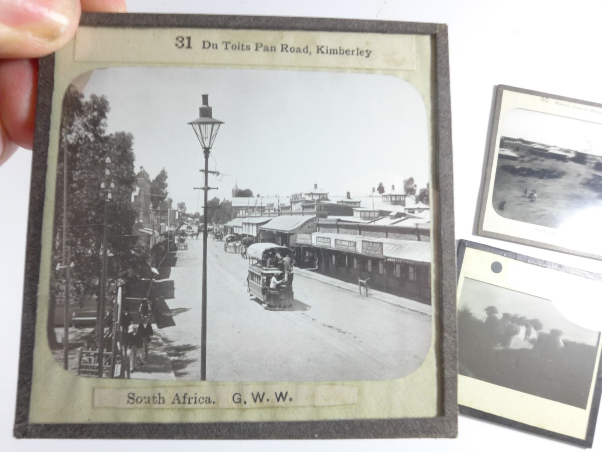 TWO BOXES CONTAINING SIXTY-FOUR BLACK AND WHITE PHOTOGRAPHIC SLIDES RELATING TO THE BOER WAR - Image 2 of 3