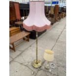 A BRASS AND ONYX STANDARD LAMP AND A FURTHER ONYX TABLE LAMP