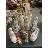 A LARGE QUANTITY OF CERAMIC FIGURES TO INCLUDE LEONARDO LADY FIGURES, ETC