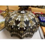 A TIFFANY STYLE LEADED GLASS LAMP SHADE