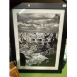 A LARGE PHOTOGRAPHIC BLACK AND WHITE PRINT OF THE GRAND CANYON, ARIZONA 70CM X 86CM