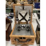 A PICNIC BASKET TO INCLUDE ACCESSORIES