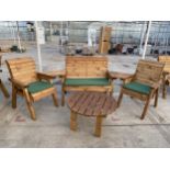 AN AS NEW EX DISPLAY CHARLES TAYLOR PATIO SET COMPRISING OF A BENCH, TWO CHAIRS, A ROUND COFFEE