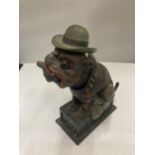 A VINTAGE STYLE CAST 'OLE PUFFER' DOG MONEY BANK