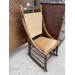 A LATE VICTORIAN BEECH ROCKING CHAIR