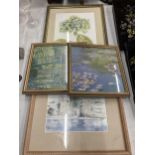 FOUR FRAMED PRINTS TO INCLUDE TWO MONET