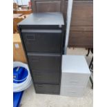 A FOUR DRAWER METAL FILING CABINET AND A FURTHER TWO DRAWER METAL FILING CABINET