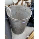 A VINTAGE GALVANISED TWIN HANDLED BIN