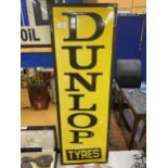 A LARGE DUNLOP TYRES ENAMEL SIGN, 91 X 31CM