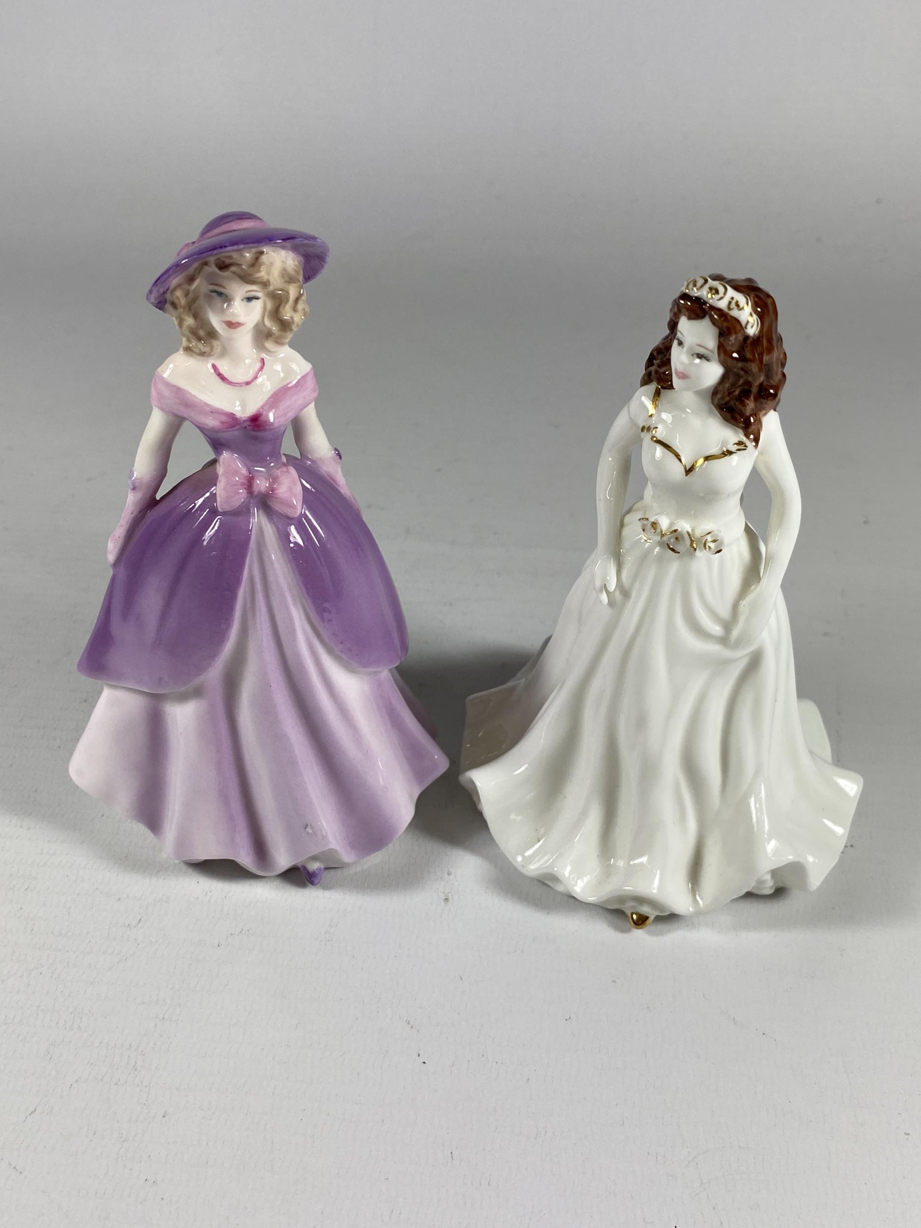 TWO SMALL COALPORT POTTERY LADY FIGURES