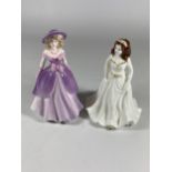 TWO SMALL COALPORT POTTERY LADY FIGURES