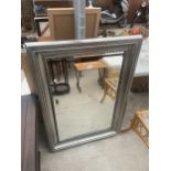 A MODERN PEWTER BEADED WALL MIRROR, 44" X 32"