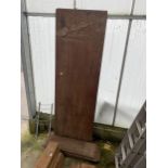 A PIECE OF MAHOGANY (L:7FT 6" W:2FT 5" T:1.25") AND FOUR FURTHER PIECES OF MAHOGANY (L: 3FT W:10"