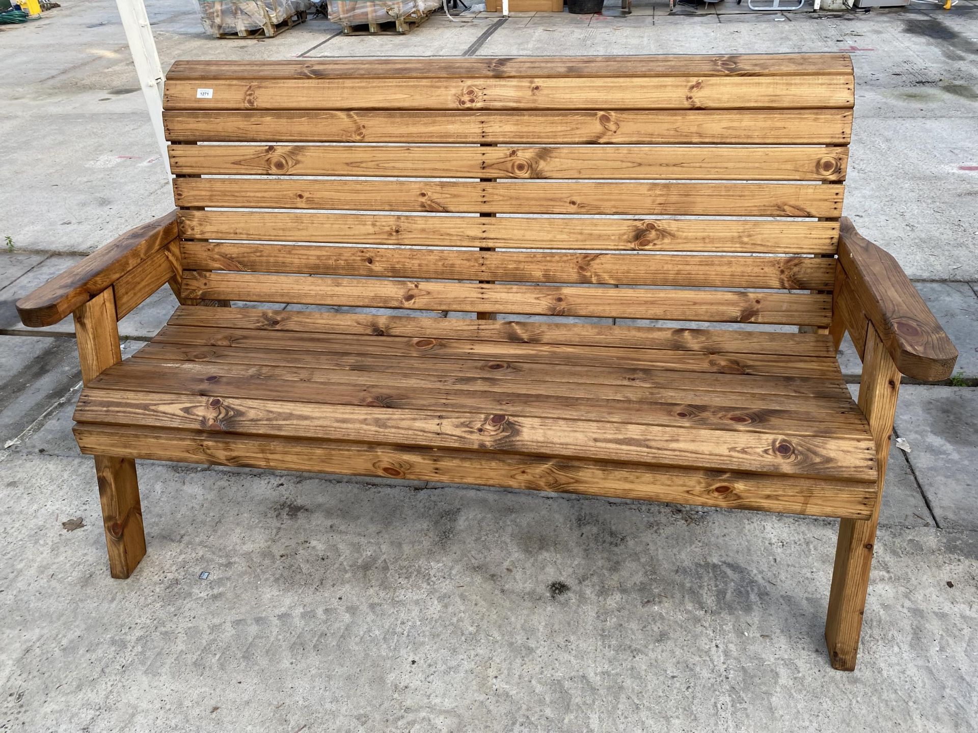 AN AS NEW EX DISPLAY CHARLES TAYLOR THREE SEATER BENCH (L:169CM) *PLEASE NOTE VAT TO BE CHARGED ON