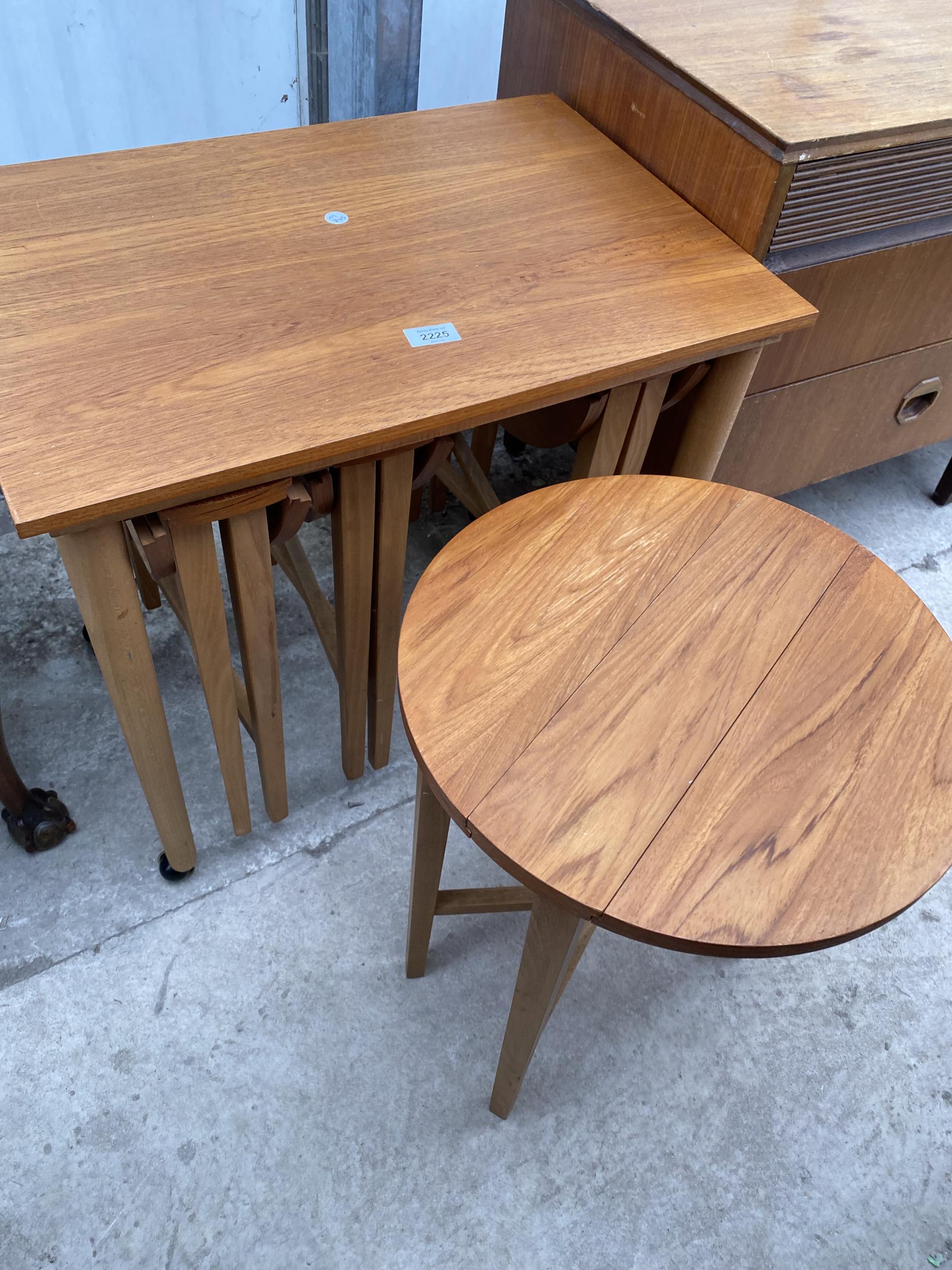 RETRO TEAK NESTING TABLES, FOUR BEING DROP-LEAF - Image 4 of 4