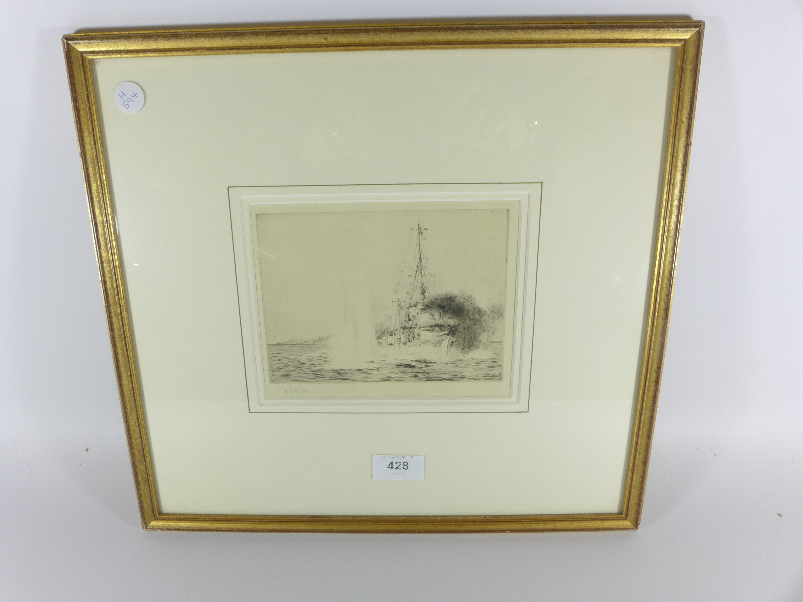 WILLIAM LIONEL WYLLIE (BRITISH 1851-1931) 'HMS CHESTER AT SEA', ETCHING, SIGNED IN PENCIL LEFT