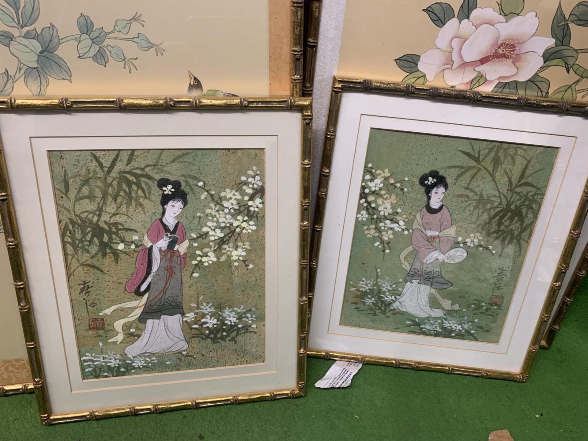 SIX ORIENTAL PRINTS WITH BAMBOO STYLE FRAMES - Image 2 of 3