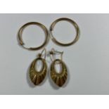 TWO PAIRS OF VINTAGE 9CT YELLOW GOLD EARRINGS, TOTAL WEIGHT 4.99G