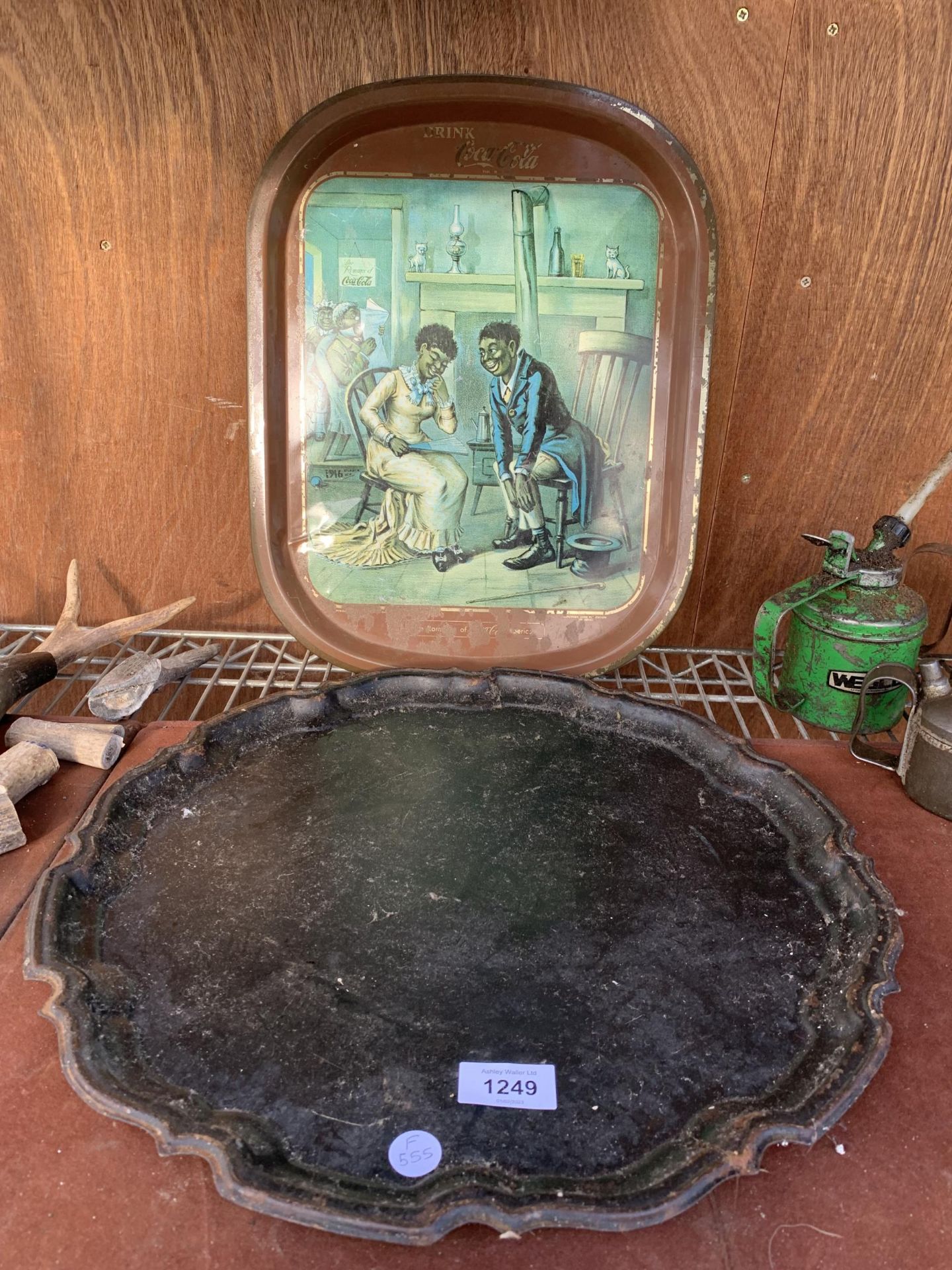 TWO LARGE VINTAGE METAL TRAYS TO INCLUDE A COCA-COLA TRAY