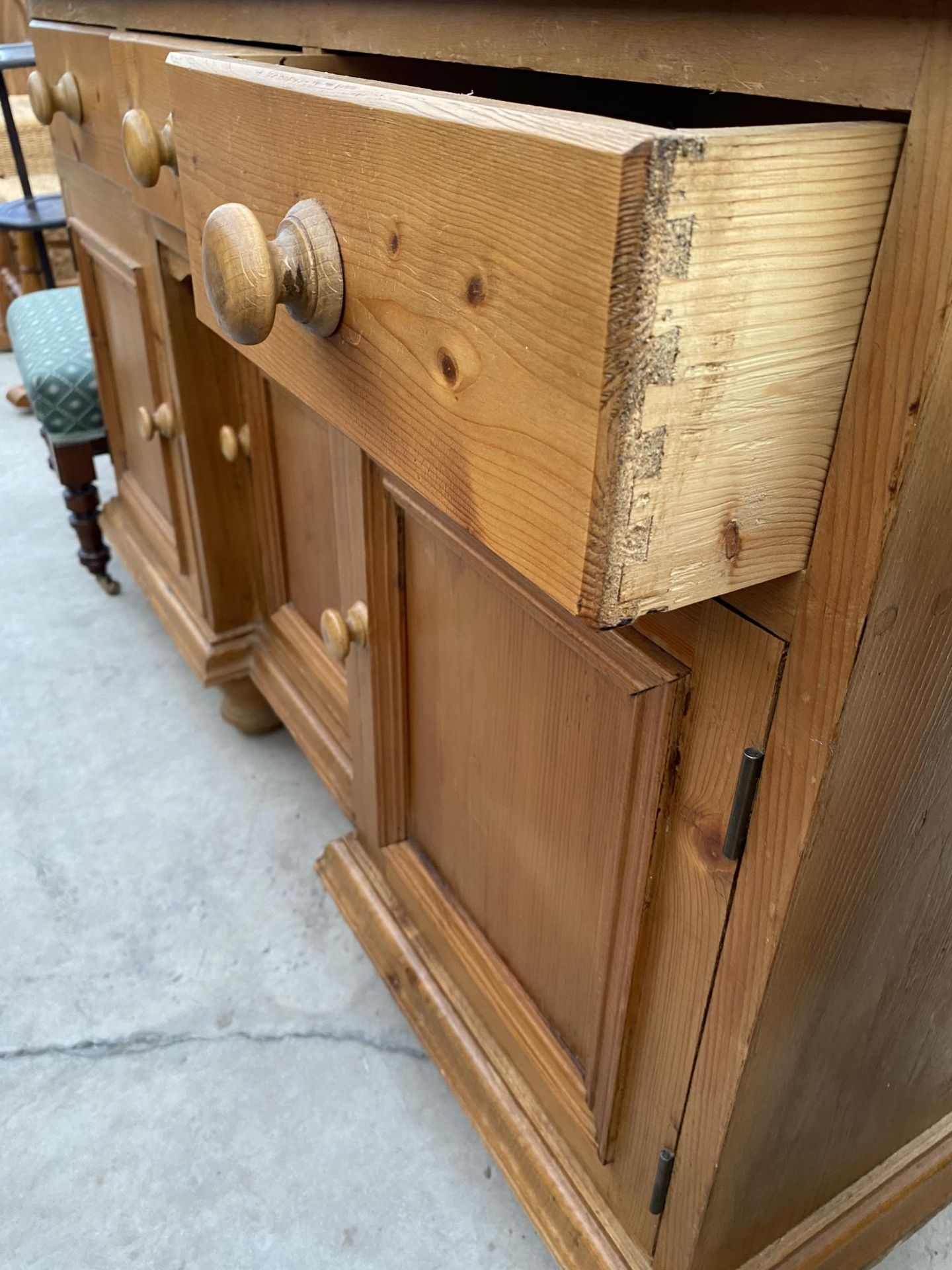 A MODERN PINE BREAKFRONT KITCHEN DRESSER BASE, 48" WIDE - Image 3 of 5