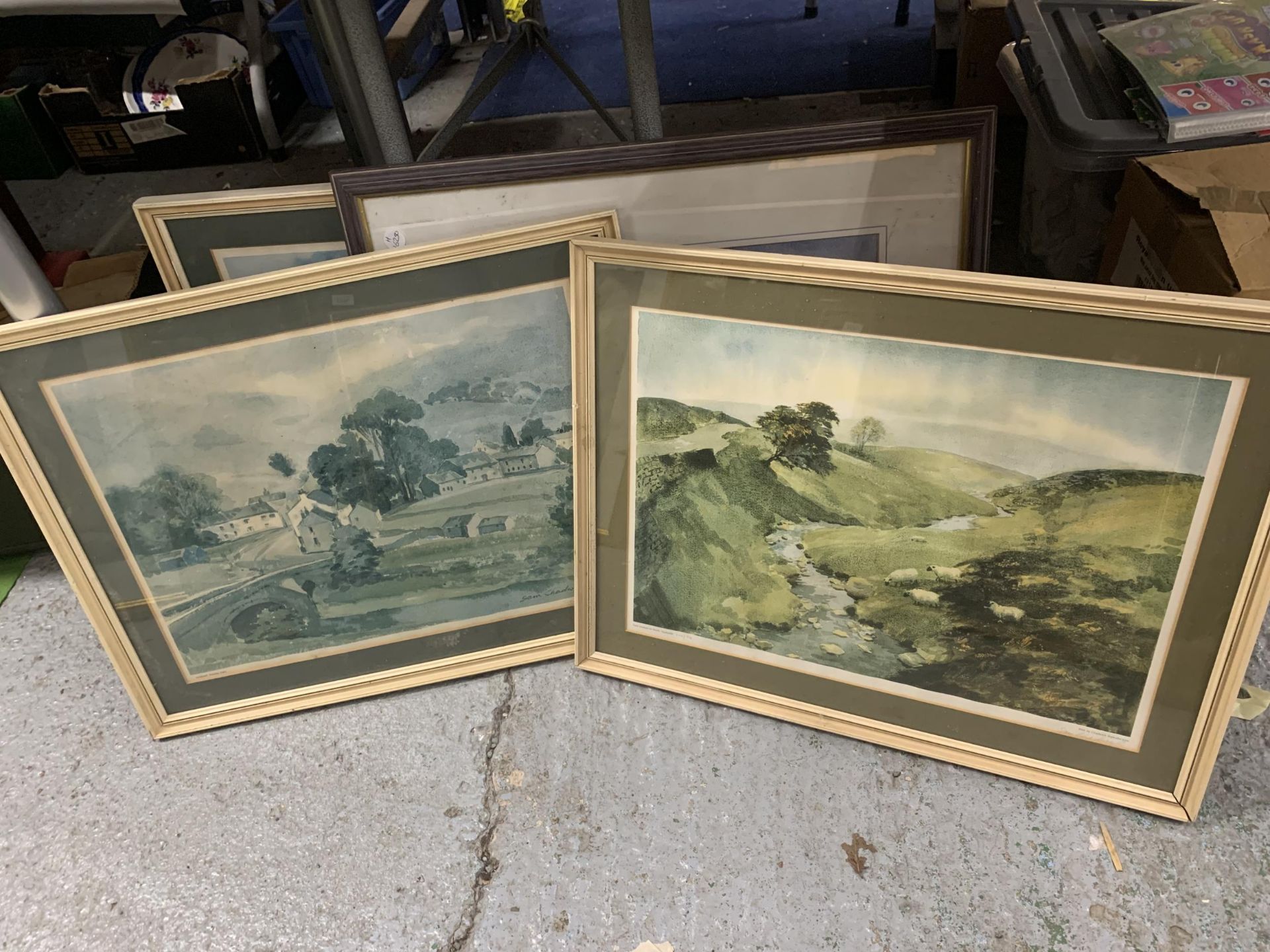 FOUR FRAMED PRINTS OF COUNTRY SCENES