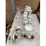 AN ASSORTMENT OF GLASS AND CERAMICS TO INCLUDE AYNSLEY ETC