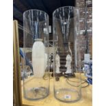 TWO VERY LARGE GLASS VASES HEIGHT 60CM