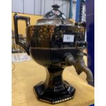 A VICTORIAN CERAMIC URN / SAMOVAR WITH FLORAL DESIGN, HEIGHT 35CM