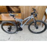 A REFLEX EDGE MOUNTAIN BIKE WITH FRONT AND REAR SUSPENSION, DISC BRAKES AND 27 SPEED TOURNEY GEAR