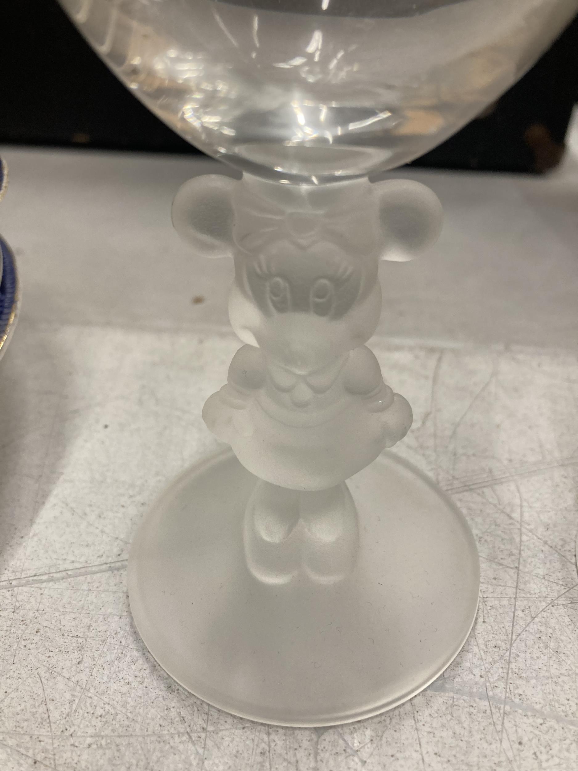 TWO FROSTED GLASS DISNEY MICKEY & MINNIE HOUSE DESIGN GLASSES - Image 3 of 3