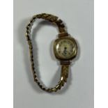 A VINTAGE 9CT YELLOW GOLD CASED RONE LADIES WATCH, WEIGHT OF CASE BACK 1.42G