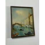 A MINIATURE OIL PICTURE OF A VENICE SCENE, 8.5 X 7CM