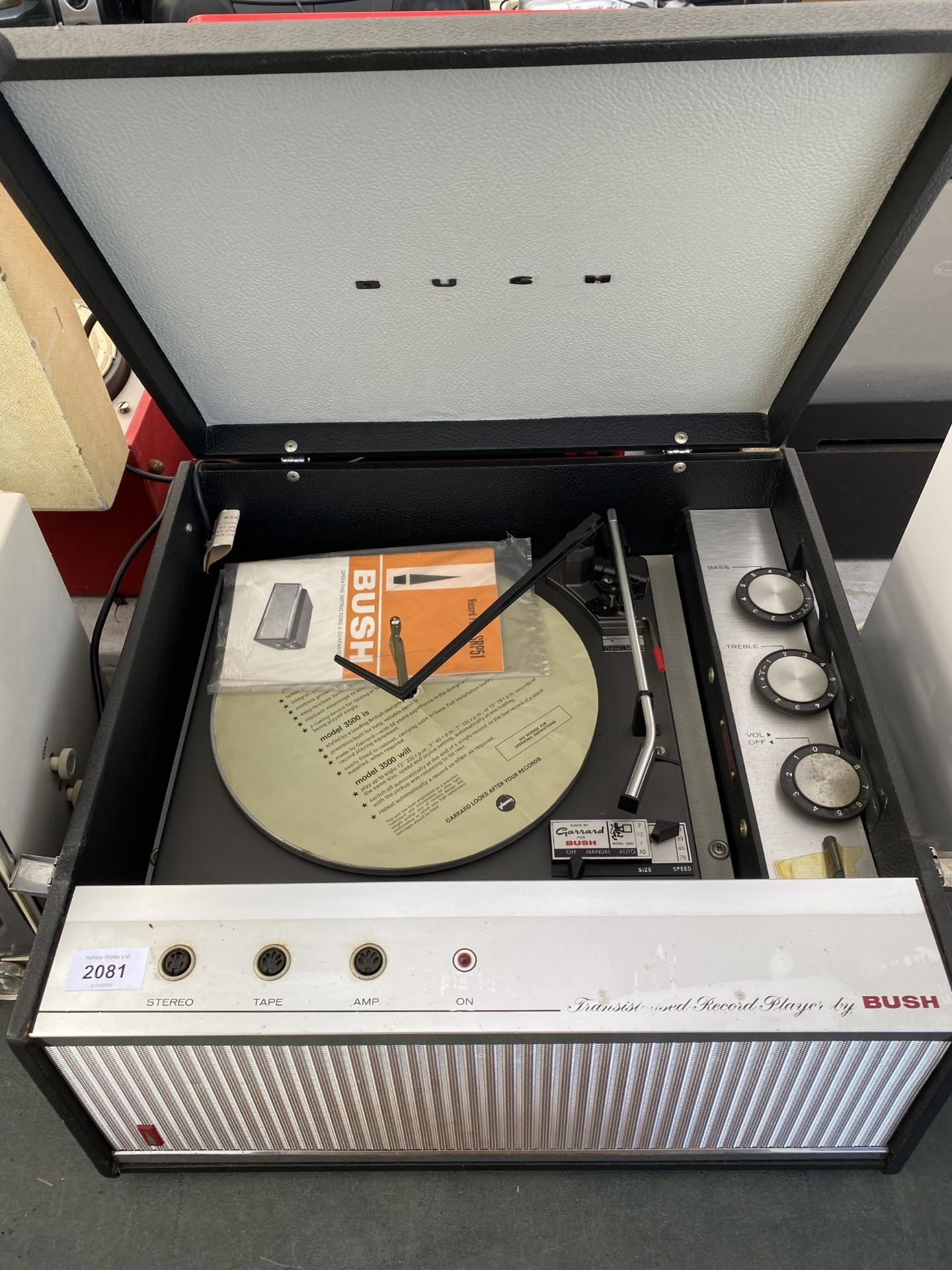 A RETRO BUSH RECORD PLAYER WITH GARRARD DECK AND A RETRO SONY TELEVISION - Image 2 of 2