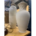 TWO LARGE CREAM STONEWARE VASES