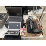 AN ASSORTMENT OF ITEMS TO INCLUDE A PORTABLE DVD PLAYER, A DELL LAPTOP AND A CAMCORDER