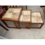 A NET OF THREE RETRO TABLES WITH INSET TILED TOPS