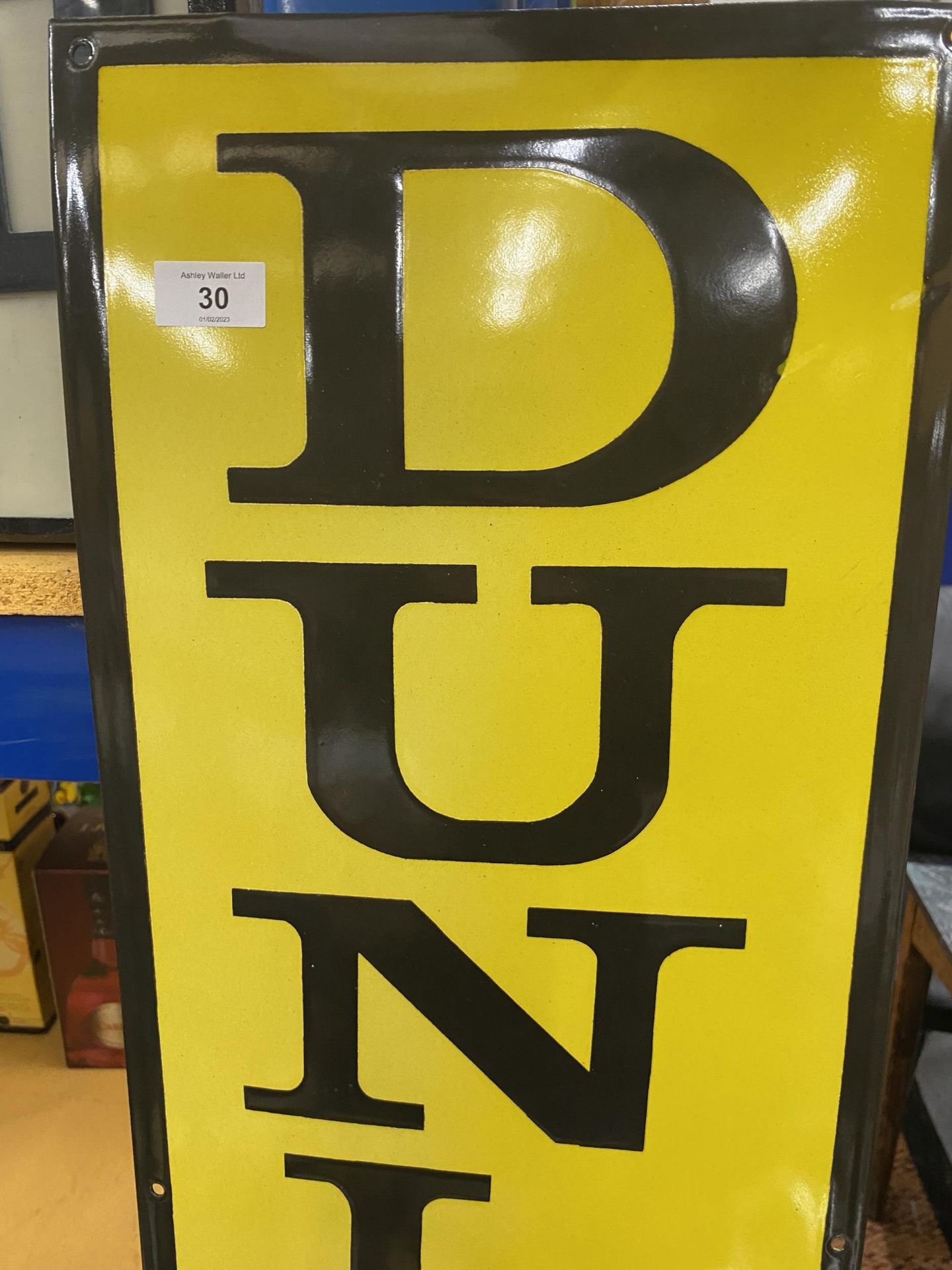 A LARGE DUNLOP TYRES ENAMEL SIGN, 91 X 31CM - Image 2 of 3