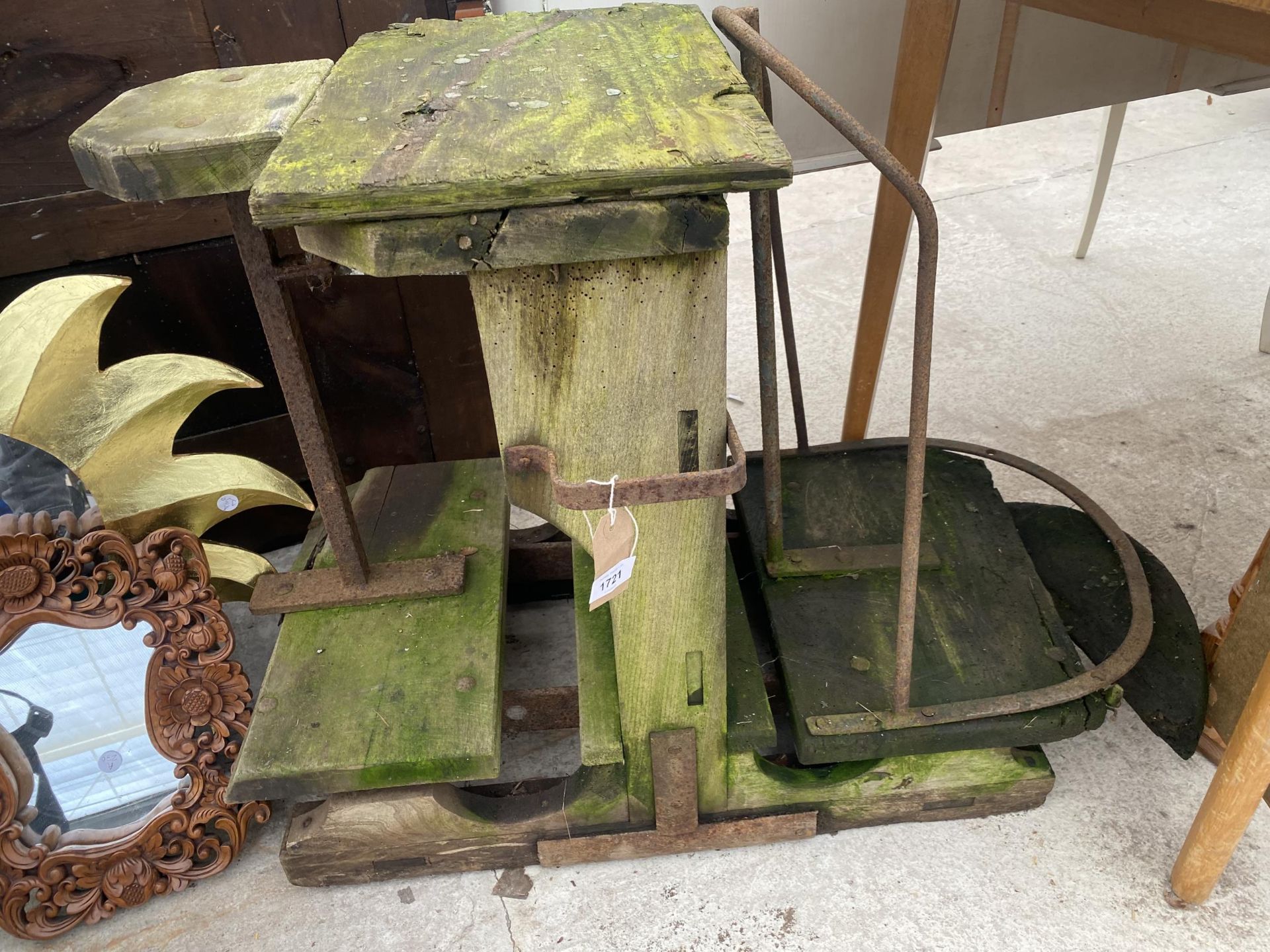 A SET OF VINTAGE WOODEN POTATO SCALES