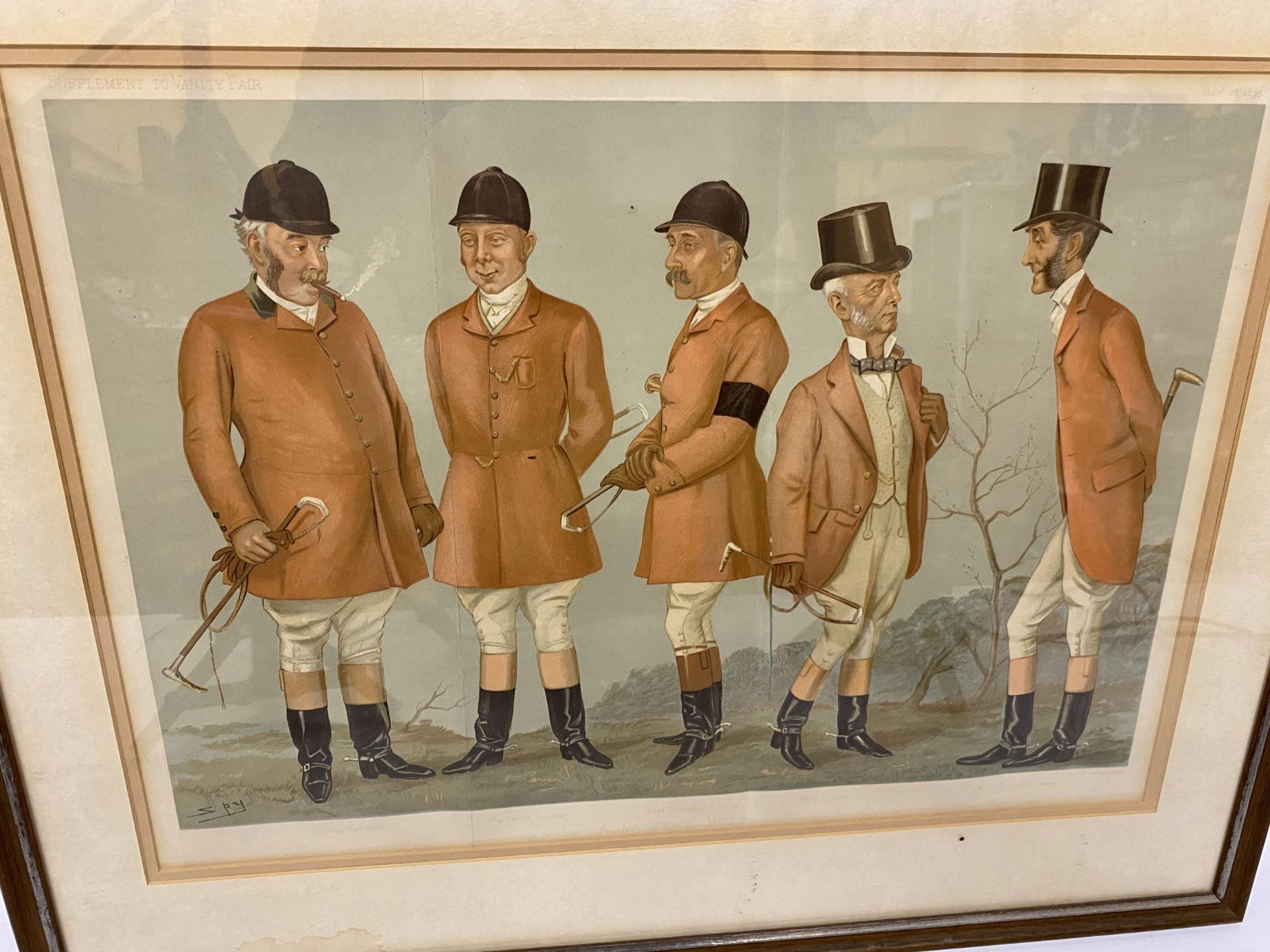 A LARGE 'SPY' FRAMED HUNTING PRINT 'MASTER'S MEET', 65 X 53CM - Image 2 of 4