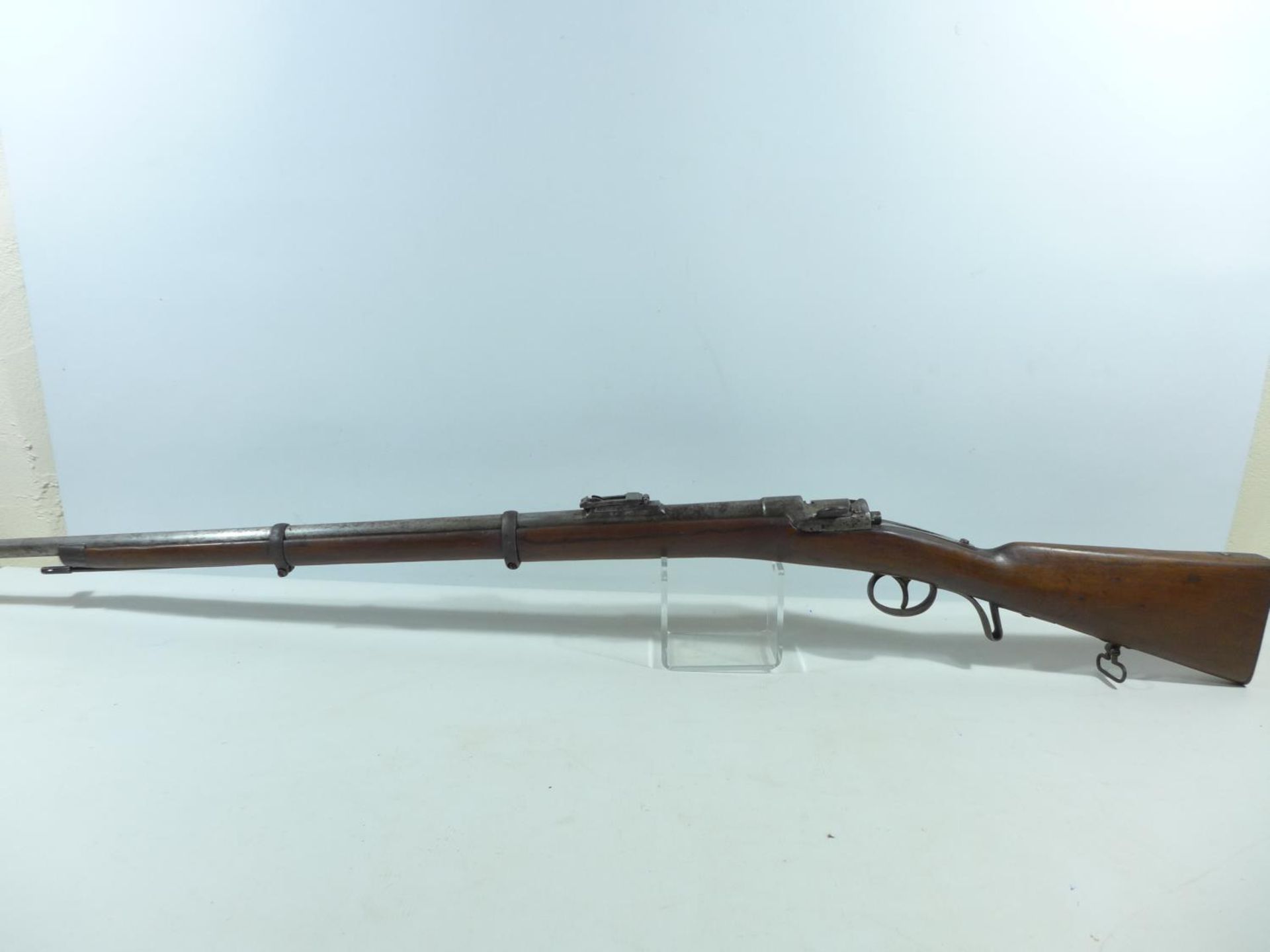 A MID 19TH CENTURY OBSOLETE CALIBRE WERNDL-HOLUB RIFLE, 83CM BARREL, LACKING HAMMER, TOTAL LENGTH - Image 3 of 11