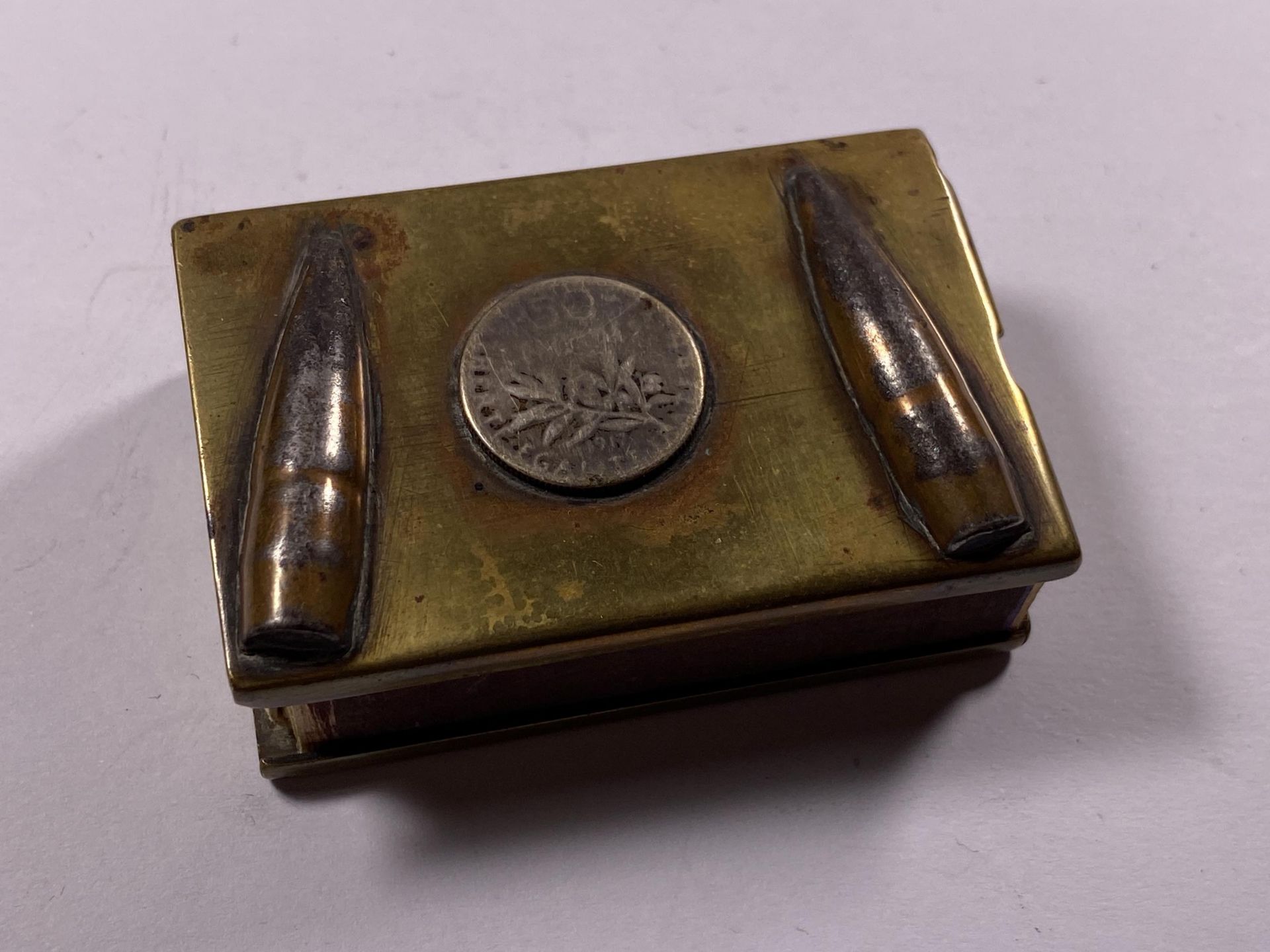 A VINTAGE TRENCH ART MATCHBOX HOLDER