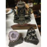 A REGENCY ARTS FIGURE OF THE ROYAL PRINCESS, A CAITHNESS STONE, GEODE AND OBSIDIAN ETC.,