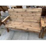 AN EX DISPLAY CHARLES TAYLOR THREE SEATER GARDEN BENCH (ONE SLAT NEEDS REATTATCHING) *PLEASE NOTE