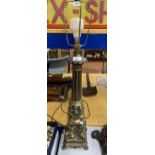 A VINTAGE GILT METAL CHERUB DESIGN LAMP BASE, HEIGHT 63CM INCLUDING FITTING