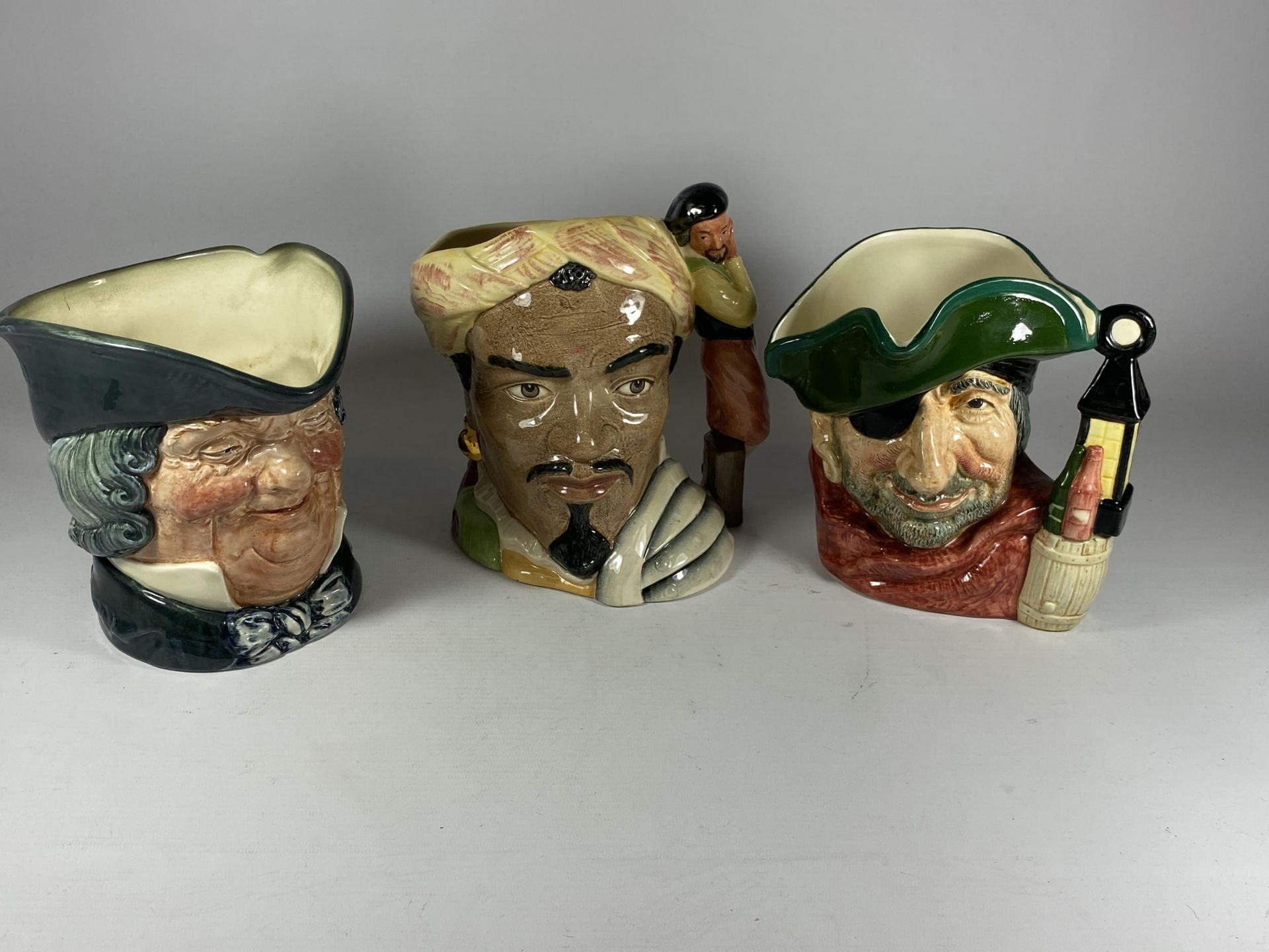 THREE ROYAL DOULTON CHARACTER JUGS TO INCLUDE OTHELLO (SECONDS)