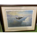 A SIGNED FRAMED PRINT OF TEST PILOT BY TREVOR LAY