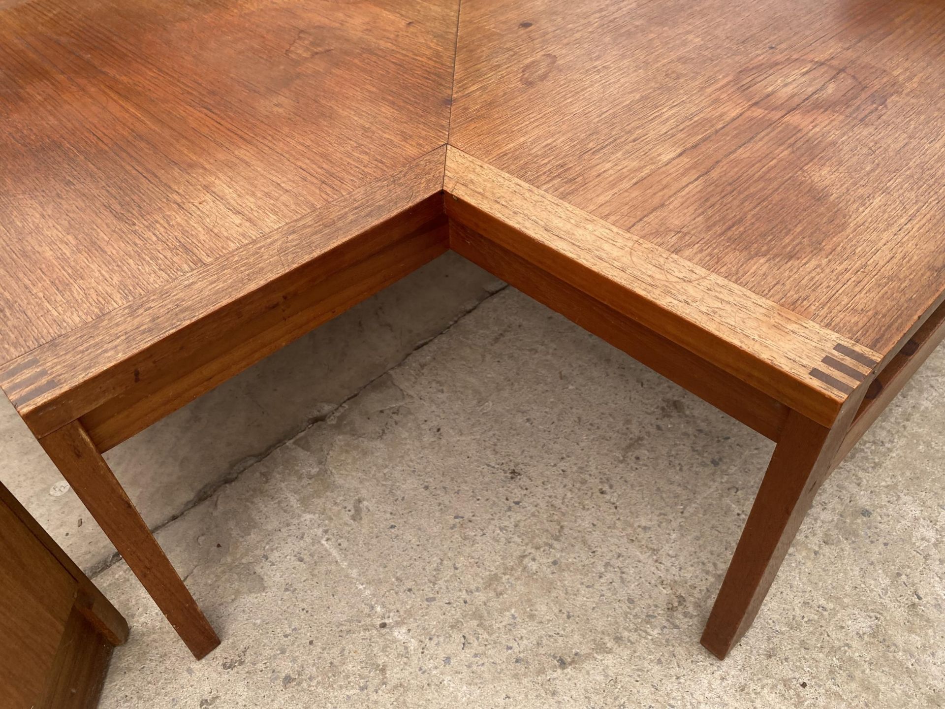 A RETRO TEAK F.F.CAFFRANCE COFFEE TABLE, 37.5" SQUARE, WITH STEPPED CORNER SECTION - Image 2 of 4