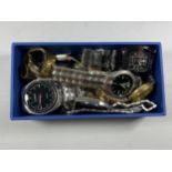 A BOX OF ASSORTED WATCHES