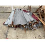 APPROXIMATELY 10 TEAK GARDEN PARASOLS *PLEASE NOTE FULL VAT ON THIS ITEM*